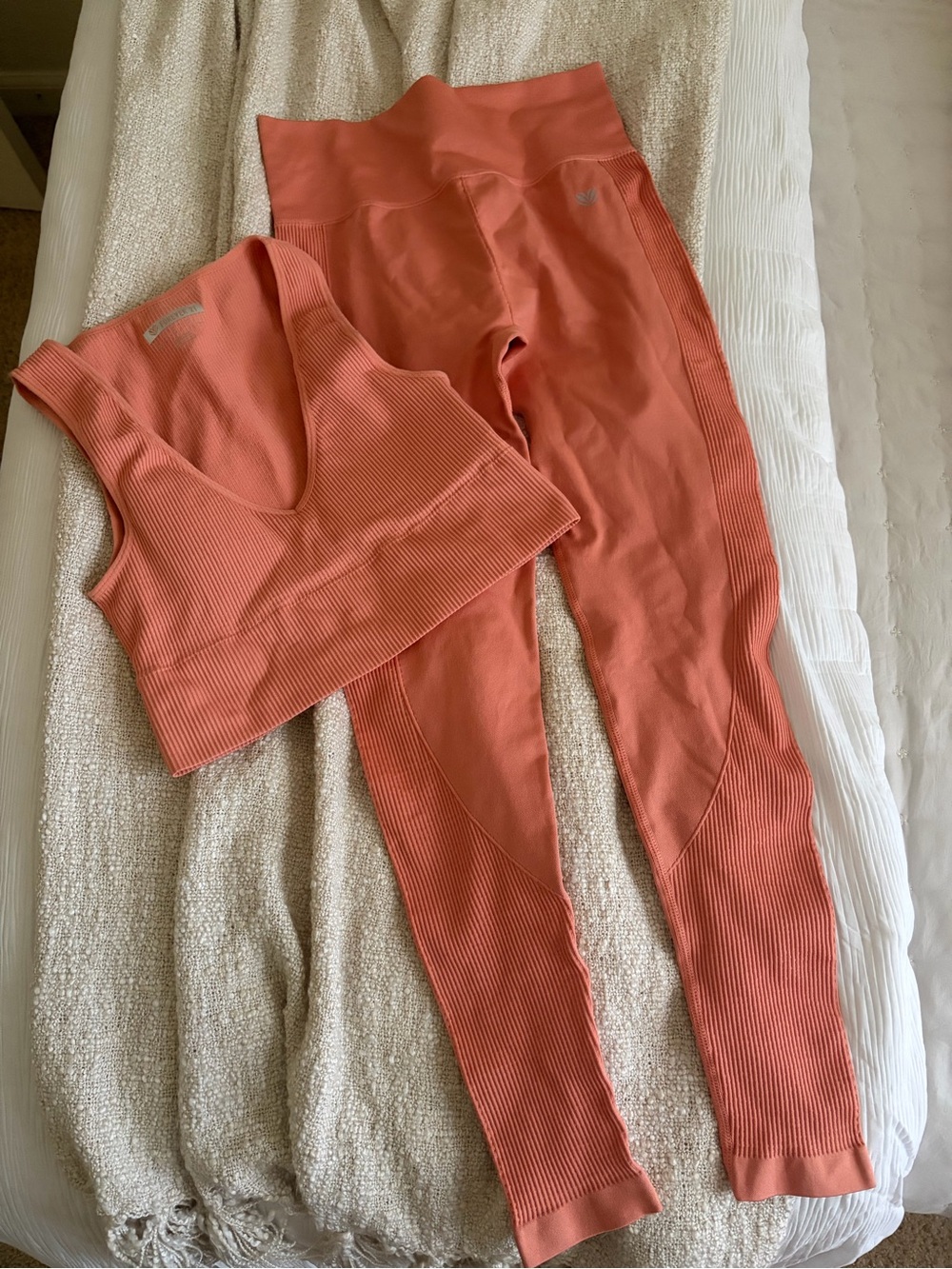 Forever 21 Coral Ribbed sports bra and legging set